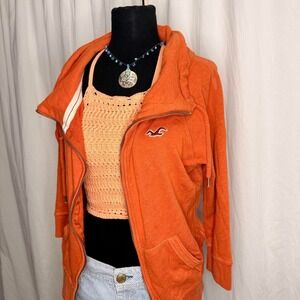 Hollister Size L Burnt Orange Funnel-Neck Zip-Up